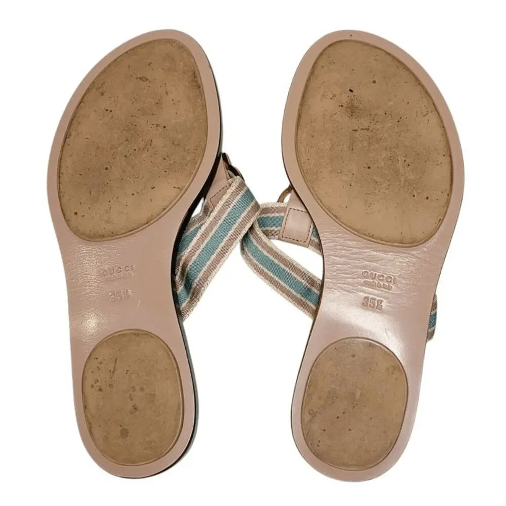 Gucci GG Web Stripe Thong Sandals EU 35.5 US 5.5 Mauve Flip Flop Slide Flat Heel - Picture 9 of 10